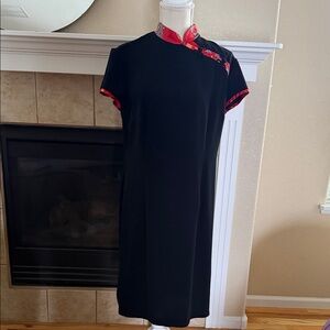 CDC Black Midi Dress with Red Trim